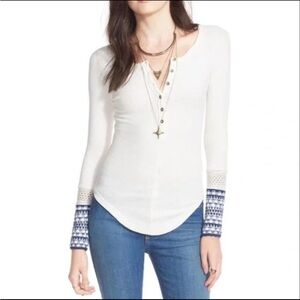 Free People Ski Lodge Thermal Long Sleeve Waffle Henley Women’s Large